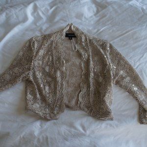 Gold Sequin Lace Cardigan